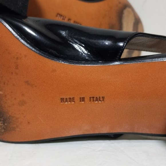 Salvatore Ferragamo Boutique Leather Slingback Block Heel Shoes Black Sz 8.5 3A - Picture 2 of 14